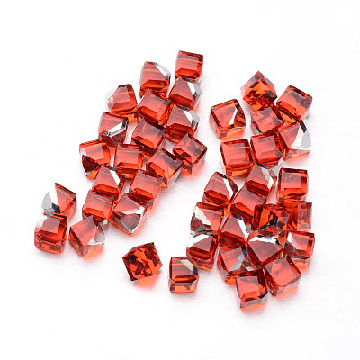 Faceted Cube Glass Cabochons X-GGLA-L007C-03-1