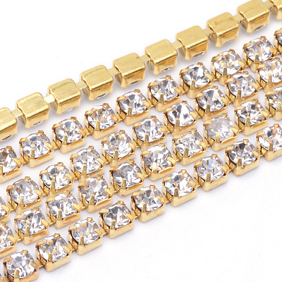 Brass Rhinestone Strass Chains CHC-T003-SS18-01C-1
