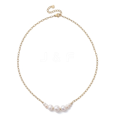 Natural Pearl Potato Graduated Beaded Necklaces NJEW-JN05923-1