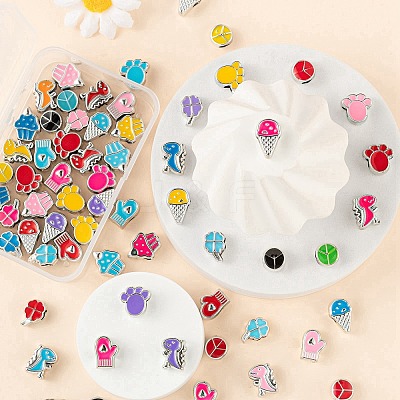 70Pcs 7 Style UV Plating Acrylic European Beads OACR-LS0001-03-1