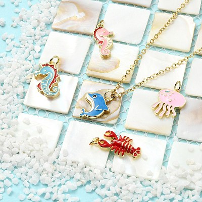 5Pcs 5 Styles Brass Enamel Pendants KK-CJ0004-27-1