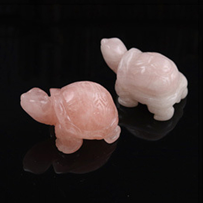 Natural Rose Quartz Carved Healing Tortoise Figurines DJEW-PW0012-031B-01-1