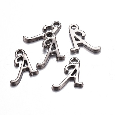 Gunmetal Plated Alloy Letter Pendants PALLOY-J718-01B-A-1