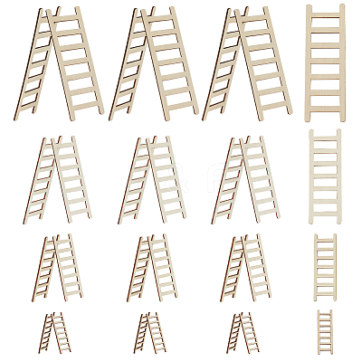40Pcs 4 Style Unfinished Wooden Mini Ladders WOOD-OC0003-63-1