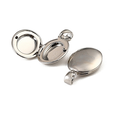 Floral Embossed Brass Locket Pendants KK-CBA7157-04P-1