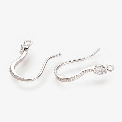 Brass Cubic Zirconia Earring Hooks KK-S336-43P-1