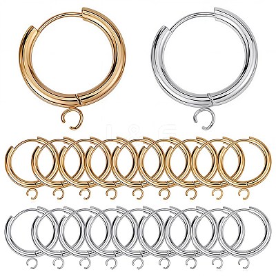 12Pcs 2 Colors 201 Stainless Steel Huggie Hoop Earring Findings STAS-SC0004-68-1