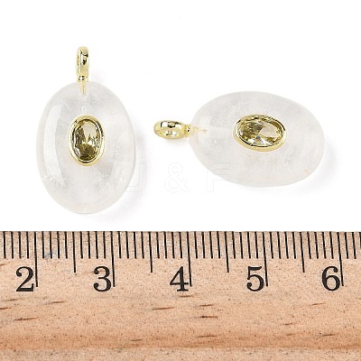 Natural Quartz Crystal & Cubic Zirconia Pendants G-Z076-01G-17-1