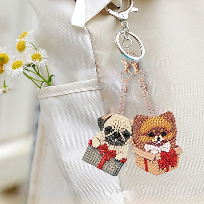 Gift Box & Dog DIY Diamond Pendant Decoration Kit PW-WG93542-01-1