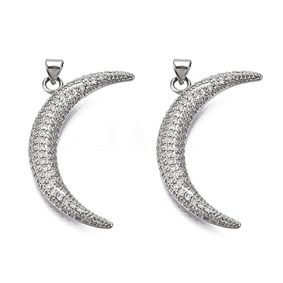 Brass Micro Pave Clear Cubic Zirconia Pendants KK-N227-140P-1