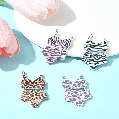 4Pcs 4 Styles Printed Acrylic Pendants MACR-FS0001-75-1