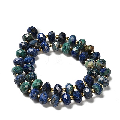 Natural Chrysocolla and Lapis Lazuli Beads Strands G-P573-A64-10x6mm-1