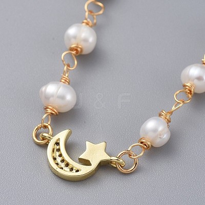 Natural Pearl Link Bracelets BJEW-JB04884-1