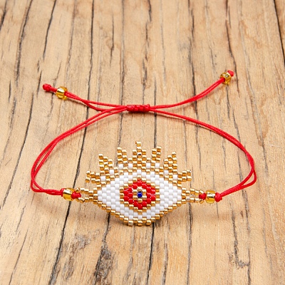Glass Seed Braided Bead Bracelet with Double Tassel BJEW-A121-18B-1