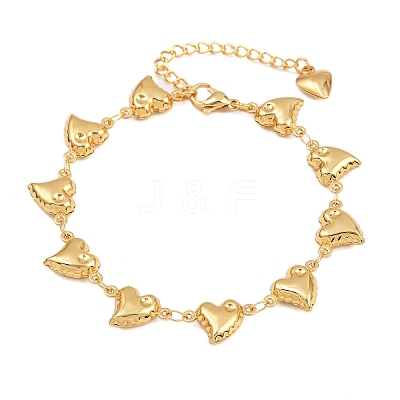 304 Stainless Steel Heart Link Chain Bracelets for Valentine's Day Gift BJEW-D359-17D-G-1