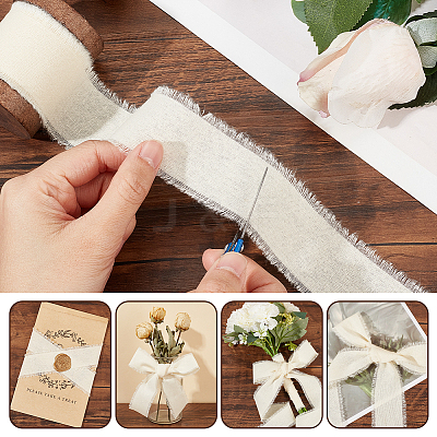 5 Yards Cotton Frayed Fringe Ribbon OCOR-WH0081-37-1
