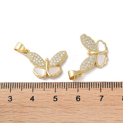 Brass Micro Pave Clear Cubic Zirconia Pendants KK-B083-38G-1