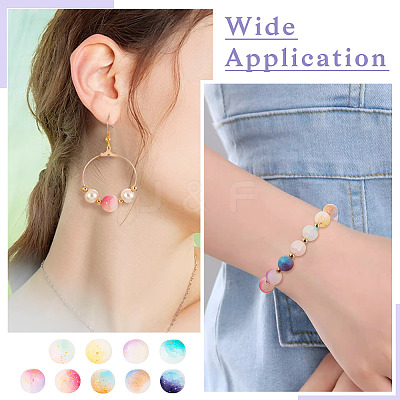 198Pcs 9 Colors Frosted Baking Paint Crackle Glass Beads with Glitter Powder DGLA-TA0001-23-1