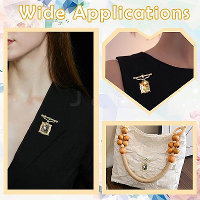 2Pcs 2 Styles Square & Rectangle with Flower Alloy ABS Imitation Pearl Brooch JEWB-CJ0001-92-1