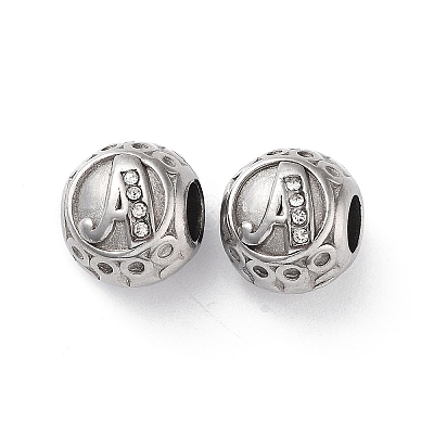 304 Stainless Steel Rhinestone European Beads STAS-A092-10A-P-1