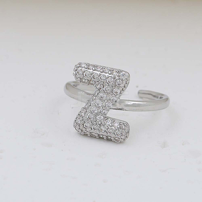 Brass Micro Pave Clear Cubic Zirconia Cuff Rings FS-WG17FF6-26-1