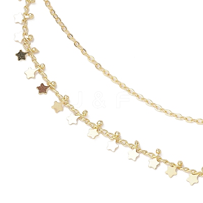 Brass Double Layer Star Tassel Thigh Leg Chains AJEW-AN00639-1