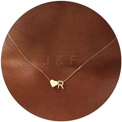 Simple Style Adjustable 316L Surgical Stainless Steel Heart and Initial Pendant Necklaces for Women WG95AEF-18-1