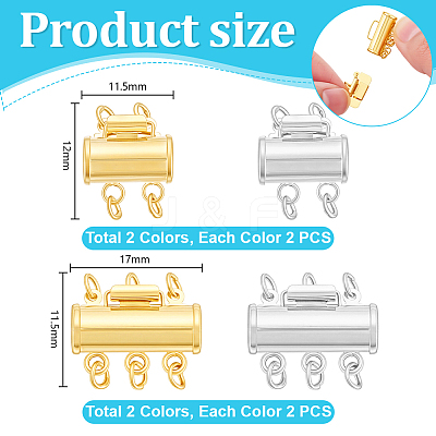 8Pcs 4 Styles Brass Slide Lock Clasps KK-PH0014-83-1