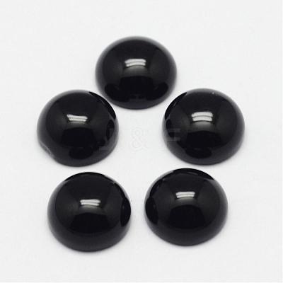 Natural Dyed & Heated Black Agate Cabochons G-F313-01-8mm-1