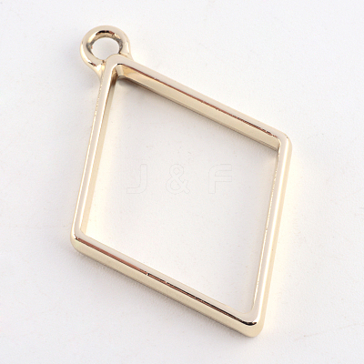 Rack Plating Alloy Rhombus Open Back Bezel Pendants LS-PALLOY-S047-14E-FF-1