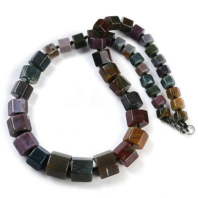 Natural Indian Agate Hexagon Prism Graduated Beaded Necklaces for Women Men NJEW-K388-03T-1