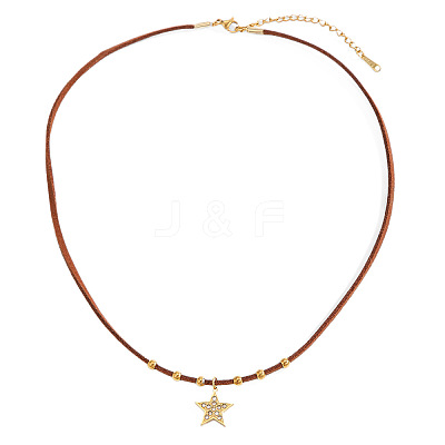 Alloy Crystal Rhinestone Star Pendant Faux Suede Cord Necklaces for Women WG50317-02-1