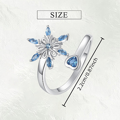 Alloy Rhinestone Snowflake Cuff Open Rings for Women WGB7CFA-01-1