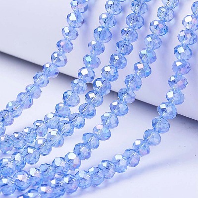 Electroplate Glass Beads Strands X-EGLA-A034-T8mm-B09-1