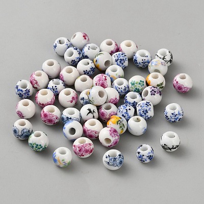 Handmade Porcelain Beads PORC-WH0009-13-1