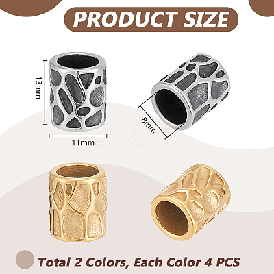 8Pcs 2 Colors 304 Stainless Steel Beads STAS-UN0064-10-1