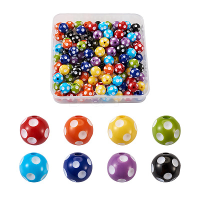 120Pcs 8 Colors Opaque Resin Beads RESI-CW0001-06A-1