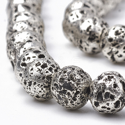 Electroplated Natural Lava Rock Beads Strands G-T098-01C-10-1