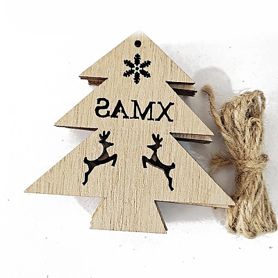 Unfinished Wood Pendant Decorations XMAS-PW0001-170-08-1