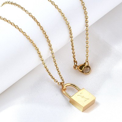 304 Stainless Steel Rolo Chain Pendant Necklaces NJEW-S444-01G-24-1