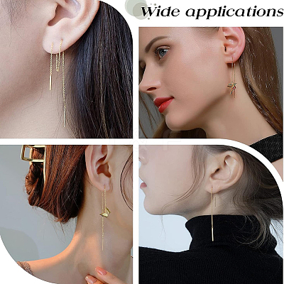8Pcs 2 Style Brass Chain Stud Earring Findings KK-BBC0009-80-1