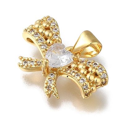 Rack Plating Brass Micro Pave Cubic Zirconia Pendants KK-G500-27G-03-1