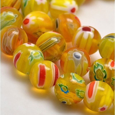 Round Millefiori Glass Beads Strands X-LK-P002-22-1