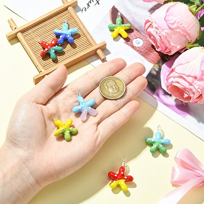 7Pcs 7 Colors Handmade Lampwork Pendants LAMP-CJ0002-75-1