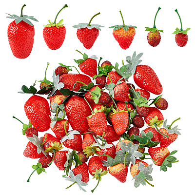 55Pcs 6 Styles Plastic Imitation Strawberry DJEW-GA0001-54-1