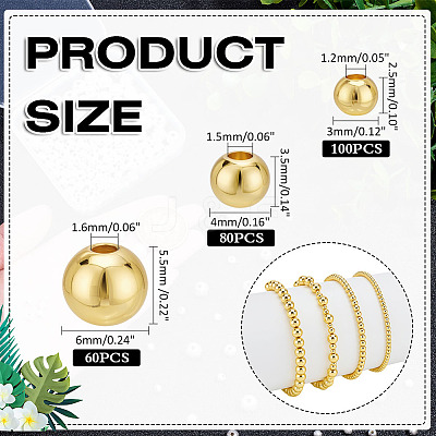 240Pcs 3 Styles Brass Solid Beads KK-ME0002-70-1