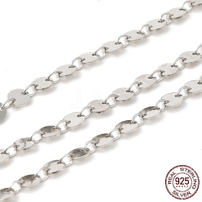 Anti-Tarnish Rhodium Plated 925 Sterling Silver Flat Round Link Chains STER-NH0001-27B-P-1