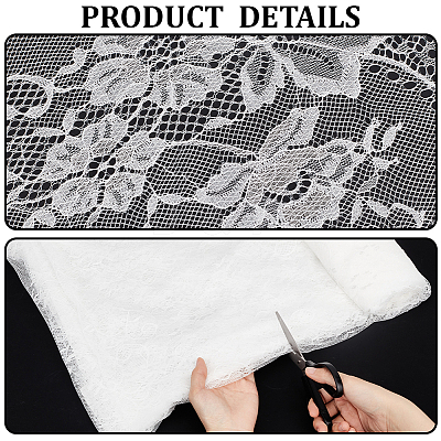 Flower Pattern Polyester Lace Fabrc DIY-WH20007-849A-1