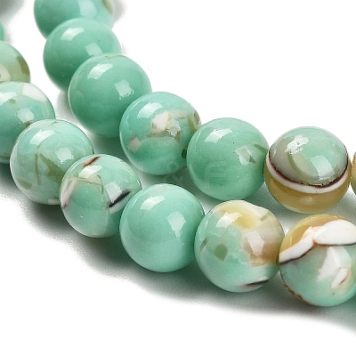 Assembled Synthetic Stone and Trochus Shell Beads Strands G-B128-08B-02-1