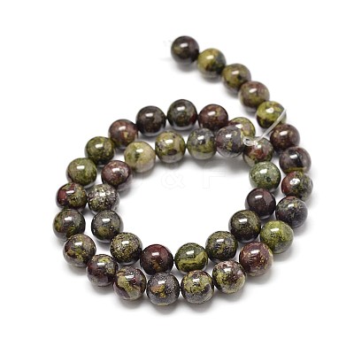 Natural Dragon Blood Jasper Round Beads Strands G-P075-04-8mm-1